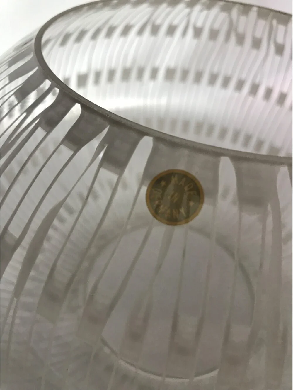Vintag Clear Mid Century Bohemian Glass Globe Light Shade  White Patterned Decor